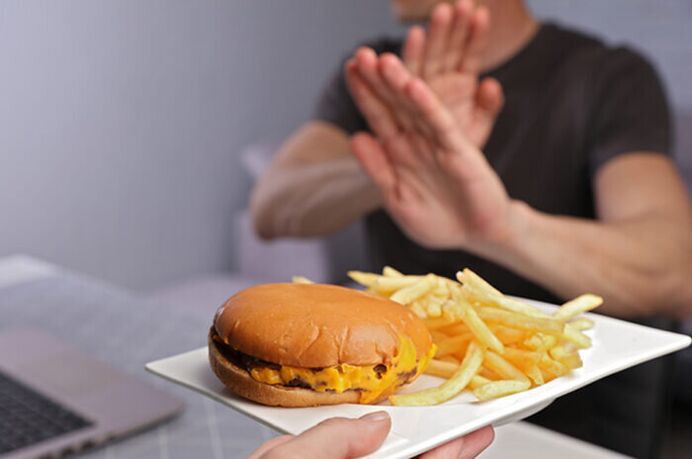 Rifiuto di fast food a dieta per gruppo sanguigno